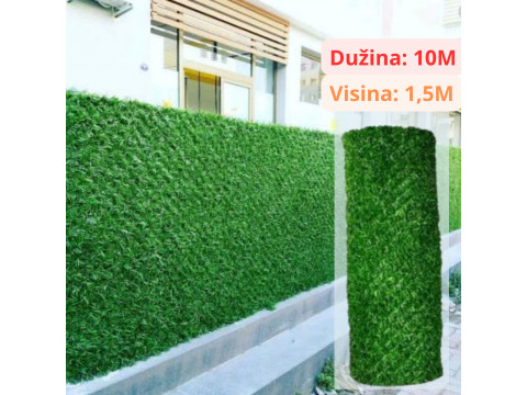 Umjetna trava za ogradu visine 1,5m, cijena za rolu dužine 10m