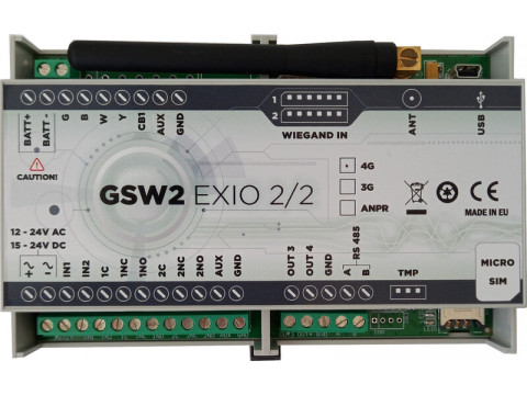 GSW2 EXIO 2/2 4G QT GSM KONTOLA VRATA/ULAZA/RAMPE/GARAŽE, GSM ACCESS CONTROL DEVICE, WIGI, FREE CALL - CALLER ID 